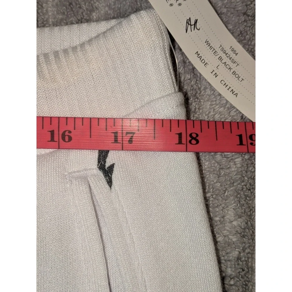 Theo & Spence White Lightning Bolt Print‎ Jogger Lounge Pants - L NWT $54